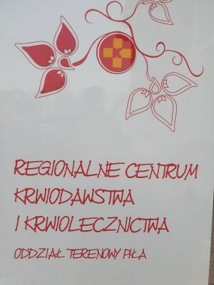 Plakat Regionalnego Centrum Krwiodawstwa i Krwiolecznictwa Oddziału Terenowego w Pile