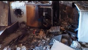 pomieszczenie w mieszkaniu, w którym wybuchła butla z gazem