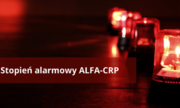 biały napis stopień alarmowy ALFA-CRP