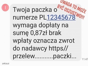 fałszywy sms od oszustów