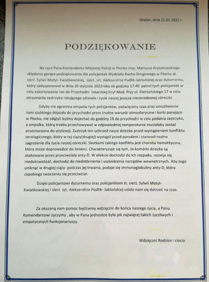 zdjęcie podziękowań, transkrypcja w załaczniku