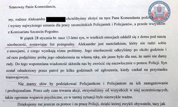 zdjęcie przesłanych podziękowań
