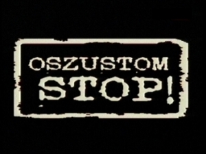 biały napis na czarnym tle: oszustom stop!