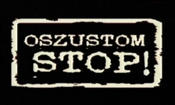 biały napis na czarnym tle: oszustom stop!