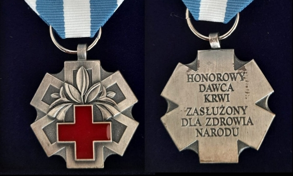 odznaka Honorowy Dawca Krwi- Zasłużony dla Zdrowia Narodu