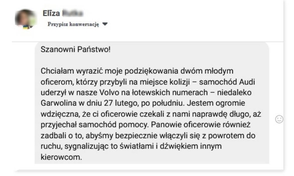 podziękowania dla policjantów