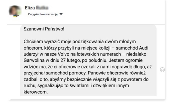 podziękowania dla policjantów