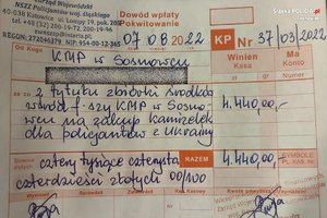 pokwitowanie wpłaty kwoty 4440 zł na zakup kamizelek dla policjantów z Ukrainy