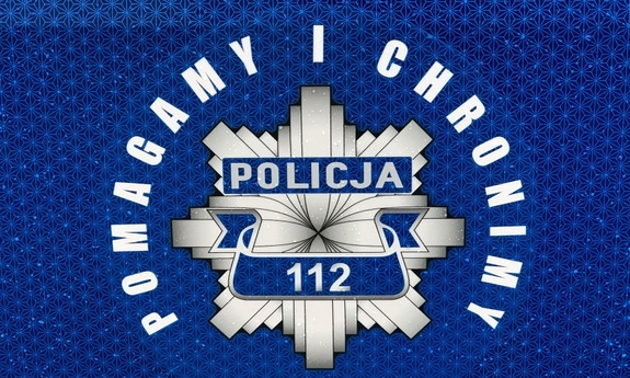 gwiazda policyjna, wokół niej napis pomagamy i chronimy