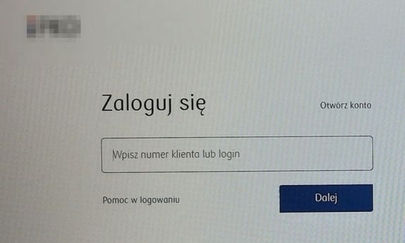 Zdjęcie strony bankowej z okienkami do logowania na konto