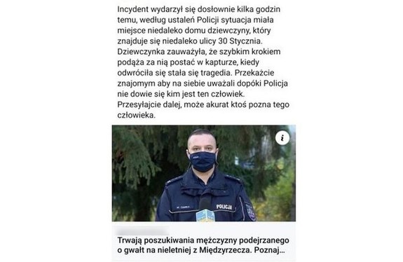 zrzut ekranu fałszywej informacji