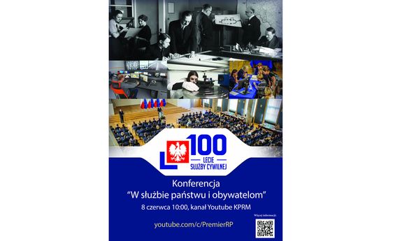 plakat konferencji: „W służbie państwu i obywatelom” z okazji 100-lecia służby cywilnej