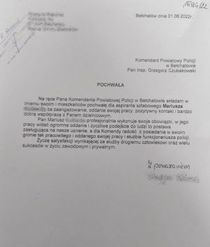 zdjęcie listu z podziękowaniami