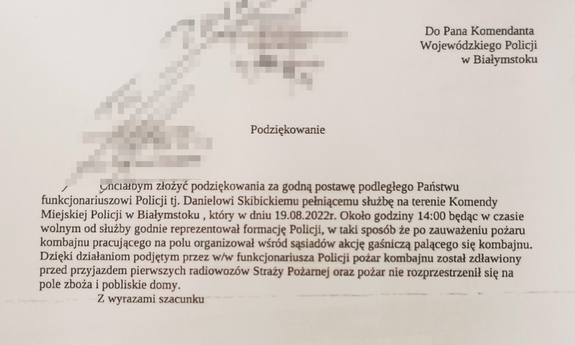 zdjęcie podziękowań