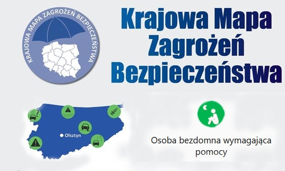 Plansza z napisem Krajowa Mapa Zagrożeń Bezpieczeństwa oraz logotypami