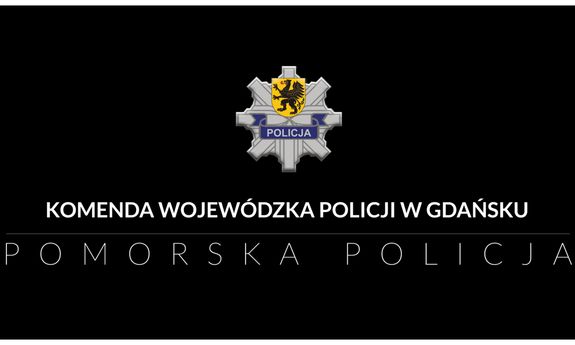 logo Komendy Wojewódzkiej Policji w Gdańsku z napisem pod spodem: Komenda Wojewódzka Policji w Gdańsku, Pomorska Policja