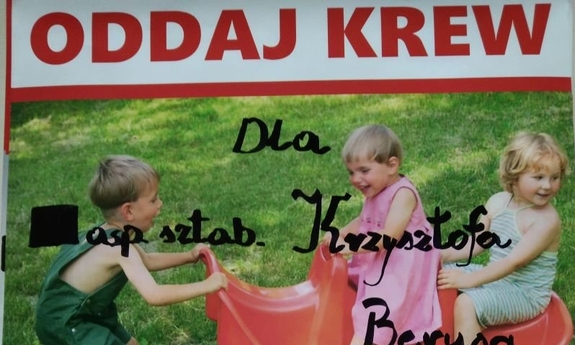 fragment plakatu zachęcający do oddawania krwi