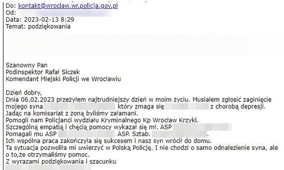 zdjęcie przesłanych podziękowań