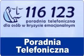 Napis: 116 123 poradnia telefoniczna dla osób w kryzysie emocjonalnym. Poradnia telefoniczna
