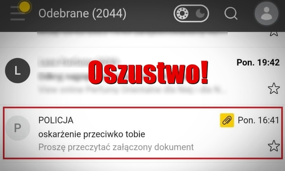 Zrzut ekranu z wiadomości e-mail
