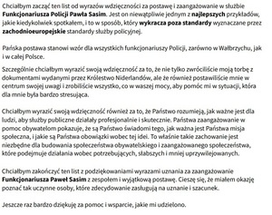 zdjęcie przesłanych podziękowań, deskrypcja w załączniku