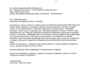 zdjęcie przesłanych podziekowań