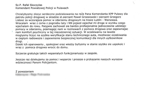 zdjęcie podziękowań