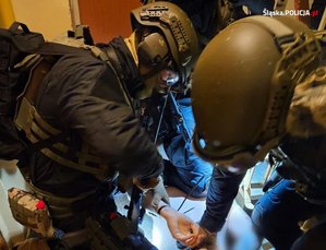 Na zdjęciu policjanci podczas zatrzymania