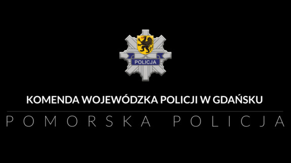 gwiazda policyjna i napis Komenda Wojewódzka Policji w Gdańsku, a pod spodem Pomorska Policja