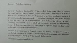 treść podziękowań dla policjantów