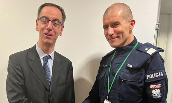 nadinspektor Roman Kuster podczas spotkania ze Stefano Tomat