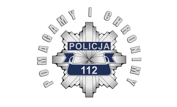 gwiazda policyjna i napis pomagamy i chronimy. Policja 112.