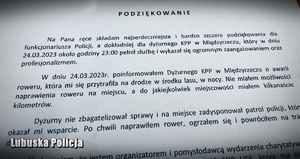 treść podziękowań dla dzielnicowego