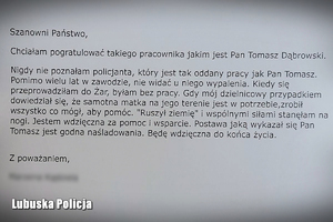 treść podziękowań dla policjanta