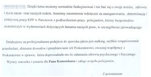 treść podziękowań dla policjantów