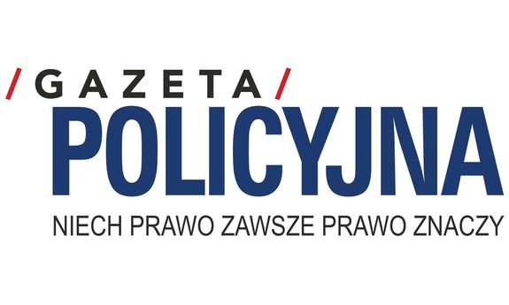 Napis: Gazeta Policyjna. Niech prawo zawsze prawo znaczy