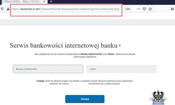 Zrzut ekranu strony. Napis: serwis bankowości internetowej banku