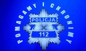 policyjna odznaka i napis: Pomagamy i chronimy