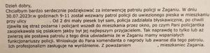 treść podziękowań dla policjantów