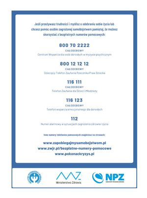 lista z telefonami pomocowymi