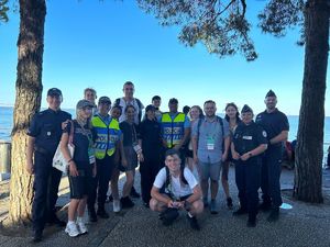 Spotkanie policjantów z pielgrzymami w Lizbonie