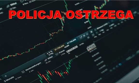 Grafika z napisem Policja Ostrzega
