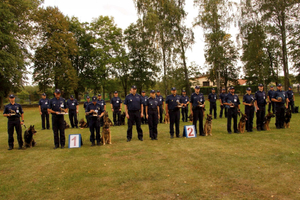 policjanci ze swoimi psami służbowymi