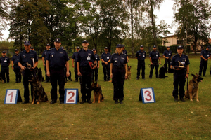 policjanci ze swoimi psami służbowymi