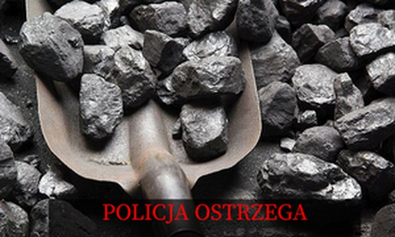 łopata z węglem i napis: policja ostrzega
