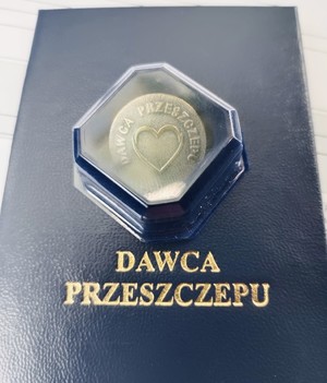 odznaka i legitymacja dawcy przeszczepu