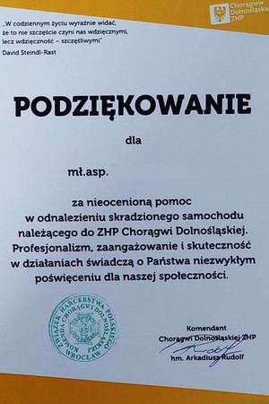 Podziękowania dla policjantów