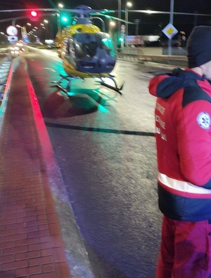 Helikopter LPR wezwany na miejsce wypadku drogowego w Legionowie
