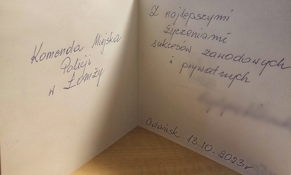 fragment kartki z podziękowaniami