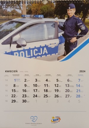 strona kalendarza, na której znajduje się zdjęcie mł. asp. Emilii Podbielskiej